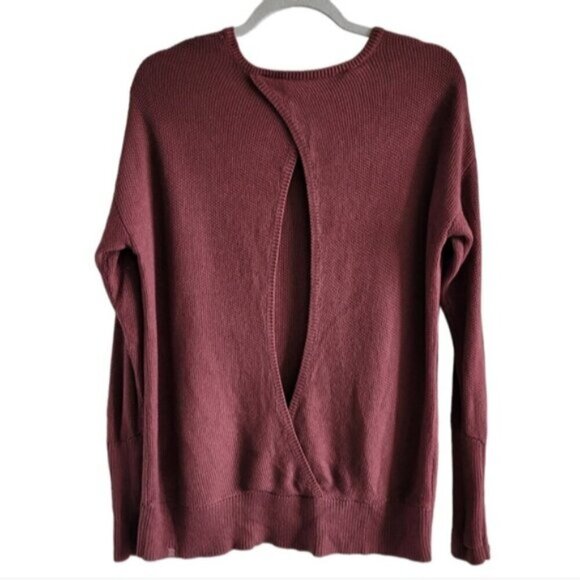 Lululemon Smokey Red Cashlu Crossover Back Sweater Size 8 - Picture 4 of 9